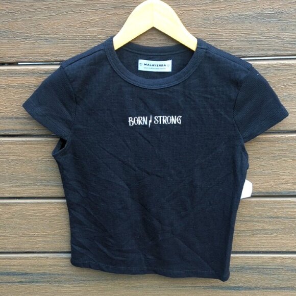 Women's Black T-Shirt Born Strong Anti Bullying - Size M Fits Like Small NWT - Picture 1 of 4